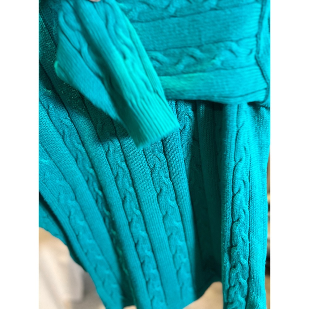 BEST American Clothing Co Vintage Teal Cable Knit Mock Neck Sweater Women Medium - Picture 7 of 8